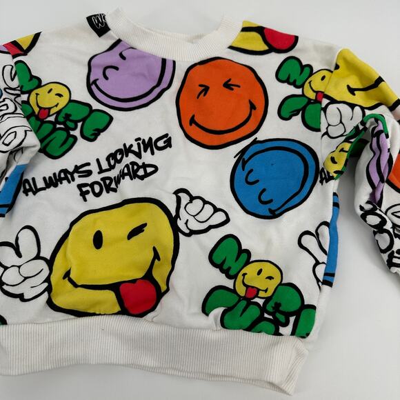 H&M Smiley World Oversized Printed Sweatshirt White Happy Face Toddler 2T - Picture 5 of 5